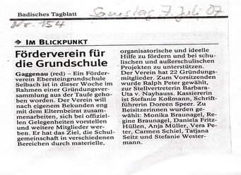 Zeitungsartikel des BT zur Gründung des Fördervereins