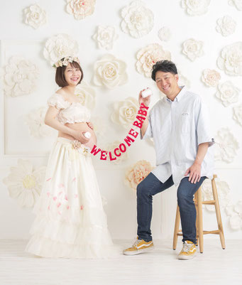 マタニティドレス　花びら付き