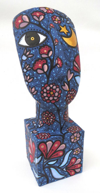 Night flowers, Papier maché on resin base, cm32x11