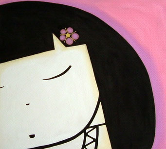 Japanese doll, 2008, cm90x101. Acrylic paint on textured canvas. Unframed.