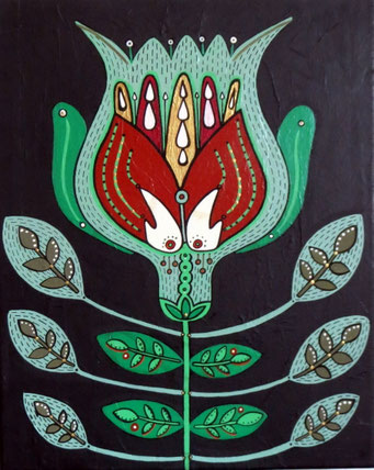 Flower, 2008, cm33.5x41.5. Acrylic paint on canvas. Unframed.