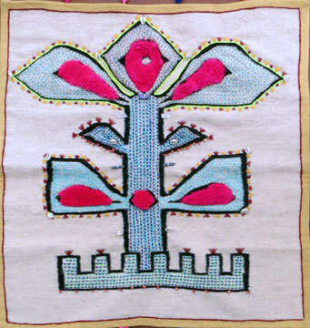 Tree of life, cm97x97, hand woven carpet, embroidery, shells, semi precious stones.