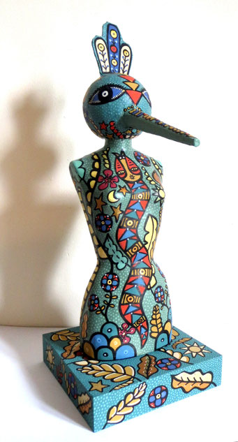 The keeper (Water), 2023, cm48, papier maché and wood.
