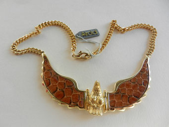 1980 by AIROLDI girocollo grande aquila con articolate ali in rettile -art.852-   SOLD