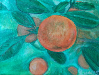 „Orange“, Acryl auf Leinwand 2016–24x18 cm, privately owned collection