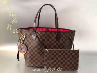 Louis Vuitton Damier Ebene Neverfull MM, Louis Vuitton Damier Ebene Evasion Taschenschmuck