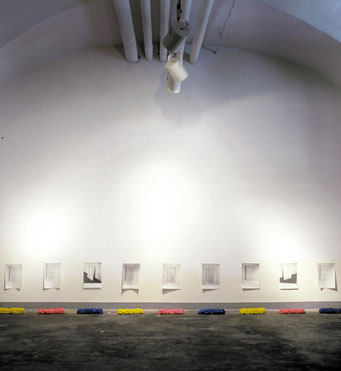 Art-show, 1988, plasticine, photocopies, site specific, Contemporary Art Gallery Collegio Cairoli, Pavia