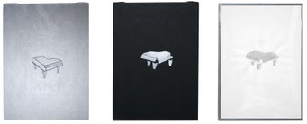 The smoke from the mouth, 2008, acrilic on canvas, acrilic on paper with silver frame, three elements 30x40 cm