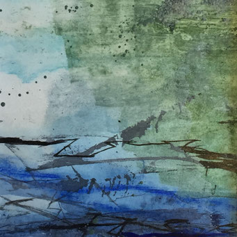 Seaside, 20x20, verschiedene Naturmaterialien auf Papier