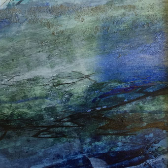 Seaside, 20x20, verschiedene Naturmaterialien auf Papier