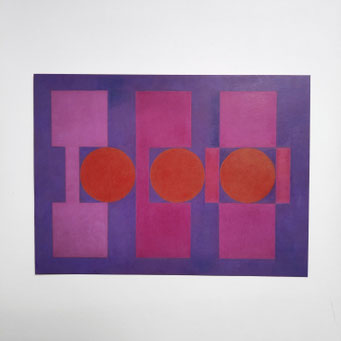 Ellen Roß, squares+circles 17-8-21_01, Farbstift auf Druck, 21 x 29 cm