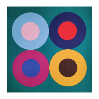 Ellen Roß, squares+circles 11-4-19, Vinyl auf FABRIANO 400gr. 70 x70 cm 