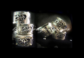 Michael Jackson Tribute Schmuck - Einzelstücke- Sterling Silber - Gold/Edelstahl Schrauben- Ring Bad