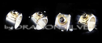 Ring Venus -Gelbgold - Sterling Silber - Granat