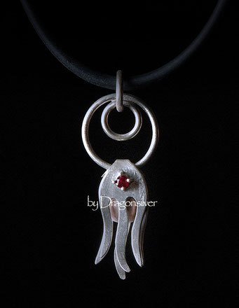 Dreizack Anhänger - Sterling Silber - Kupfer - Amethyst