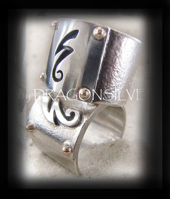 Siegelring - Dragonsilver - Gelbgold - Sterling Silber