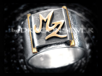 MZ Ring - Gelbgold - Sterling Silber