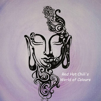Budda Lotus | 2017 | Tuschezeichnung auf aquarelliertem 3 D-Leinwand