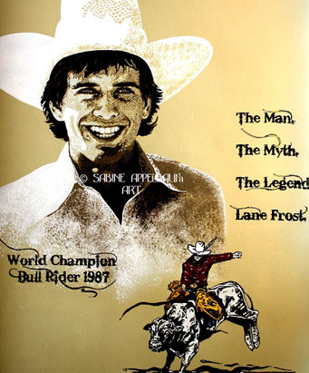 Lane Frost | 2017 | Acryl und Tusche auf Papier | Geschenk für Elsie & Clyde Frost