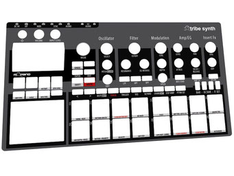 Xtribe Grey, Instrument Overlay by mxpand - for Korg Electribe 2 (E2), synthesizer, groovebox, sequencer, high-quality operation template/front foil/skin/film, EMX-1