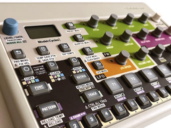 'X:Cycles Colors' Instrument Overlay by mxpand, more intuitive design + unlabelled/hidden functions - for Elektron Model:Cycles, FM synthesizer, groovebox, high-quality operation template/front foil/skin/film