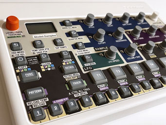 'X:Samples Colors' Instrument Overlay von mxpand - für Elektron Model:Samples, Sampling Groovebox, hochwertige Bedien-Schablone/Skin/Folie