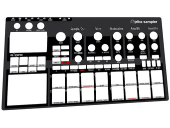 Xtribe Black, Instrument Overlay von mxpand - für Korg Electribe 2 Sampler (E2S), Synthesizer, Groovebox, Sequencer, hochwertige Bedien-Schablone/Skin/Folie, ESX-1