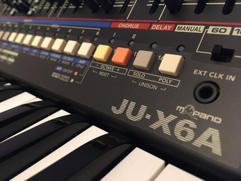 'Xtique JU-X6A' Instrument Overlay by mxpand - for Roland Boutique JU-06A, synthesizer, vintage Juno 106 & 60, high-quality operation template/front foil/skin/film