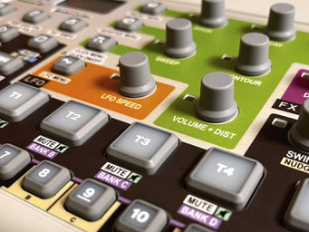 'X:Cycles Colors' Instrument Overlay by mxpand, more intuitive design + unlabelled/hidden functions - for Elektron Model:Cycles, FM synthesizer, groovebox, high-quality operation template/front foil/skin/film