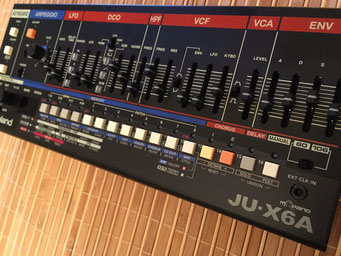 'Xtique JU-X6A' Instrument Overlay by mxpand - for Roland Boutique JU-06A, synthesizer, vintage Juno 106 & 60, high-quality operation template/front foil/skin/film