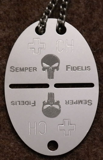 Militär Erkennungsmarke Punisher Schädel / Semper Fidelis