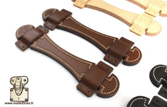 Luxury CVL full-grain leather handle for premium trunks.