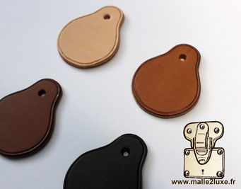 TR full-grain leather drawer pull with decorative crease lines.