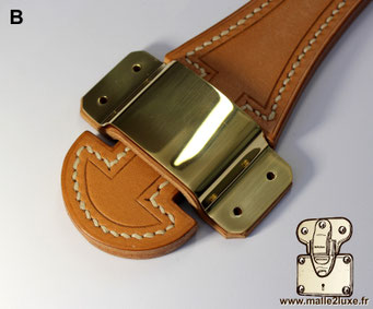 Premium CVL full-grain leather handle with traditional saddle stitching.