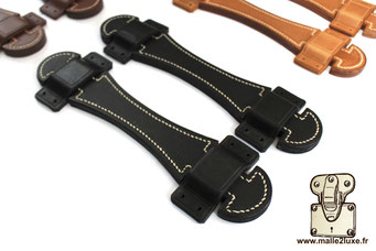 CVL handcrafted leather trunk handle with solid brass brackets.