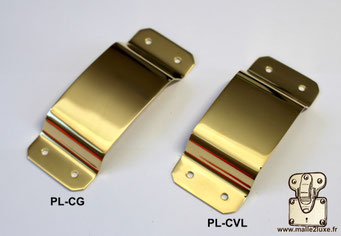 PL-CVL solid brass handle bracket for leather trunk handles.