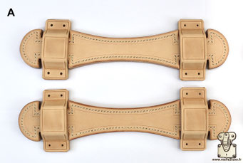 CVL large full-grain leather trunk handle, entirely hand-stitched.