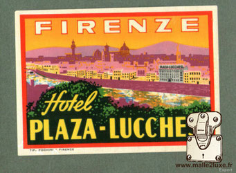 Etiquettes Hotels anciennes pour malle, valise - Firenze hotel plaza lucches