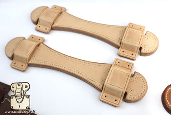 CVL handcrafted leather trunk handle with solid brass brackets.