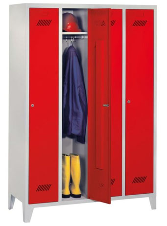 Garderobenschränke 4 Abteile Farbe rot - lagerconsulting.at