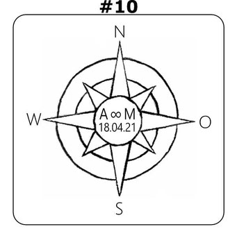 #10 - Kompass + Initialen + Datum -Ringbox für Hochzeit