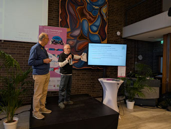 Andreas Bathe und Volker Maschmeyer (DAgenda 2030, TG Nachhaltigkeit) auf dem Tag der Nachhaltigkeit 2025. | Foto: IZGS