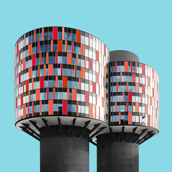 cylinders - copenhagen colorful facades modern architecture photography 