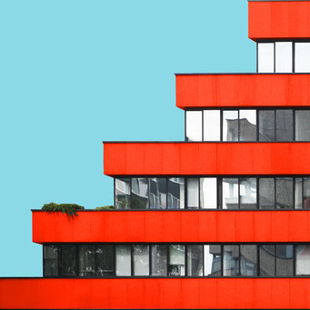 red steps - Berlin colorful facades modern architecture photography 