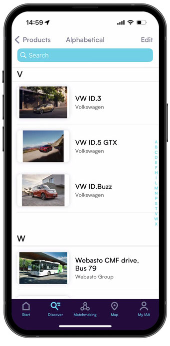 IAA MOBILITY 2023: Die ganze IAA MOBILITY in einer App — Produktliste