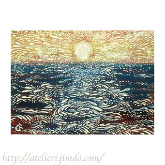 日景 - Le paysage 帆が風を呼ぶ 日かげの波間 夜を越えて  テンペラ　油彩　パネル　個人蔵