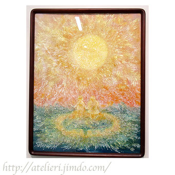 太陽 - Le soleil 喜びを目指して歌う 子どもの内庭 心の領域  テンペラ　油彩　キャンバス