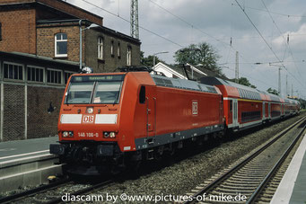 146 106 am 2.8.2008 in Verden mit RE 4415 Norddeich-Mole - Hannover