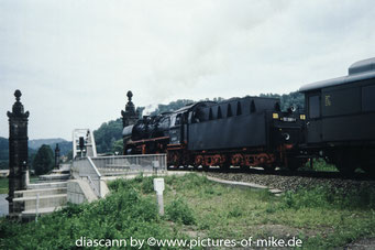 50 3661 bei der Ausfahrt aus Bad Schandau nach Sebnitz