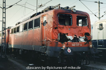 140 517 am 22.02.2003 nach Unfallschaden abgestellt in Mannheim Rbf.
